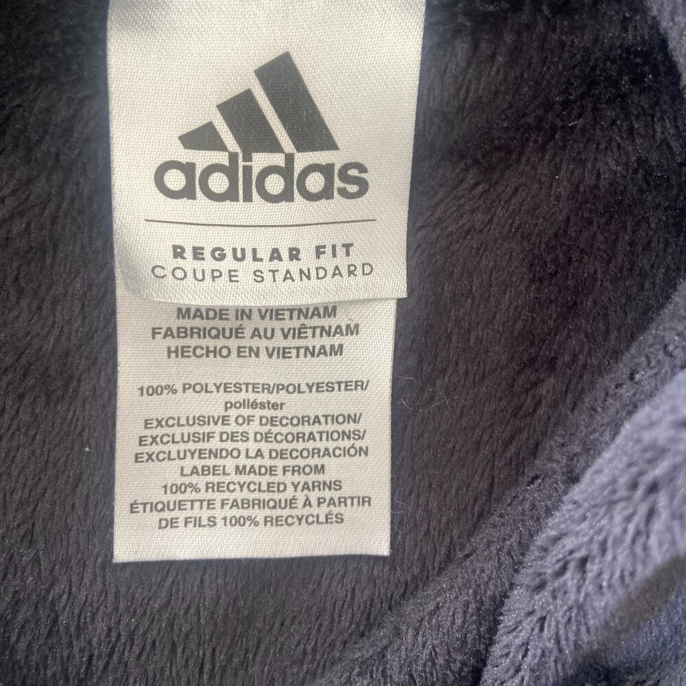 Like NEW! Adidas Plush Velour Black Sweatshirt with White Logo Cozy Sz Youth L - Picture 4 of 7